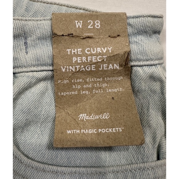 Madewell The Curvy Perfect Vintage Jeans Women's Sz W28 New With Tags Light Wash - Picture 7 of 16